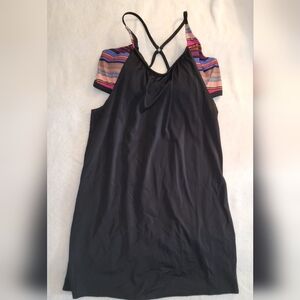 Athleta Black Swim Tank with Attached Multicolor Bralet